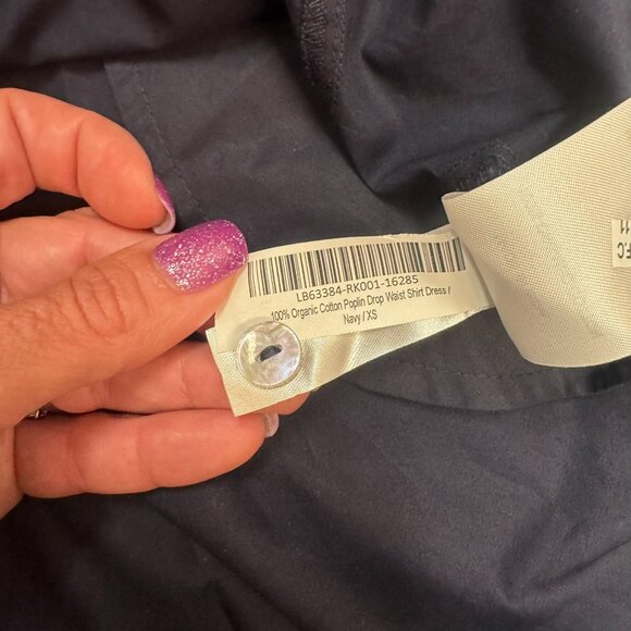 NWT Quince Organic Cotton Poplin Drop Waist Shirt Dress Navy XS - Picture 7 of 7